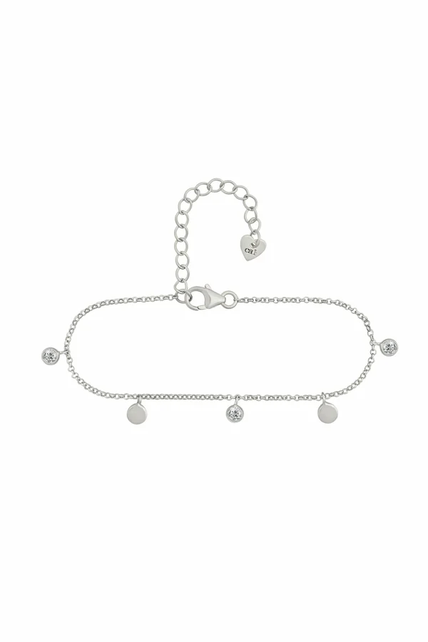 Armband 925/- Sterling Silber rhodiniert Anhänger Plättchen Zirkonia