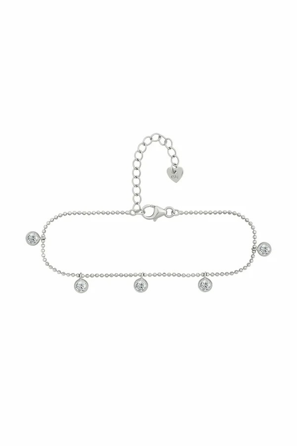 Armband 925/- Sterling Silber rhodiniert Anhänger rund Zirkonia