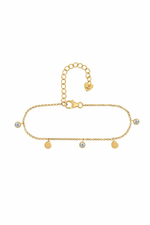 Armband 925/- Sterling Silber vergoldet Anhänger Plättchen Zirkonia