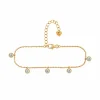 Armband 925/- Sterling Silber vergoldet Anhänger rund Zirkonia