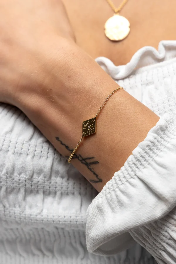Armband 925 Sterling Silber Topas Tattoo Motiv Raute