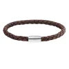 Armband Edelstahl Leder braun 23cm