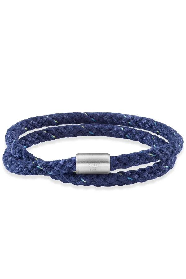 Armband Edelstahl Textil blau 23cm Magnetverschluß