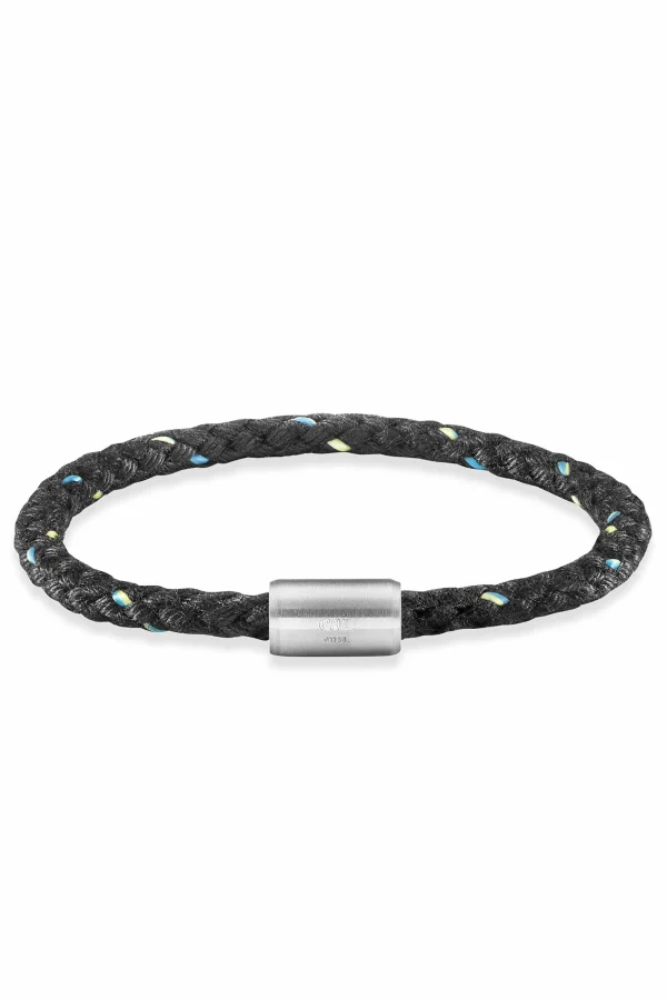 Armband Edelstahl Textil schwarz 20cm