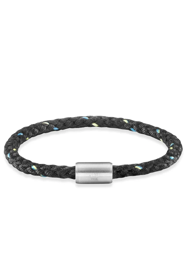 Armband Edelstahl Textil schwarz 23cm