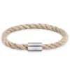 Armband Edelstahl Textilband creme 23cm