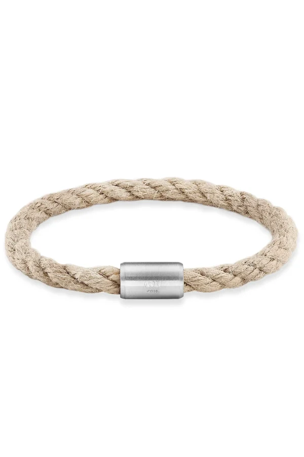 Armband Edelstahl Textilband creme 23cm