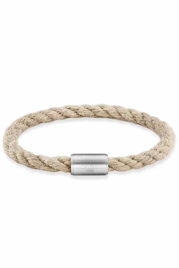 Armband Edelstahl Textilband creme 20cm