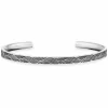 Armreif 925/- Sterling Silber oxidiert Wellen