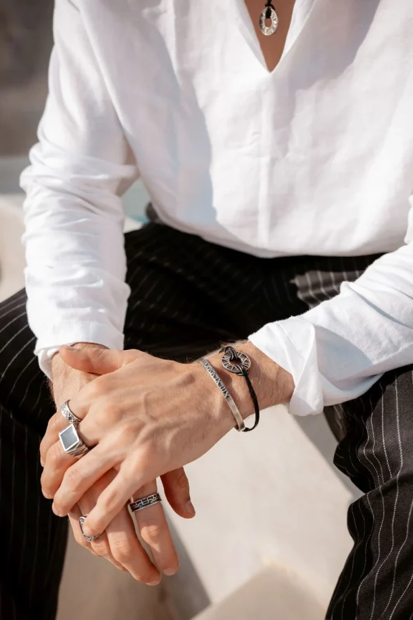 Armreif 925 Sterling Silber matt oxidiert