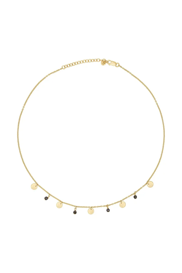 Collier 925 Silber vergoldet Hämatit Plättchen