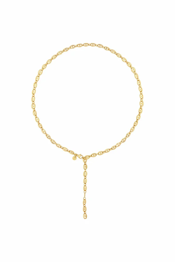 Collier 925 Silber vergoldet Kette Y-Kette Kaffeebohnenkette