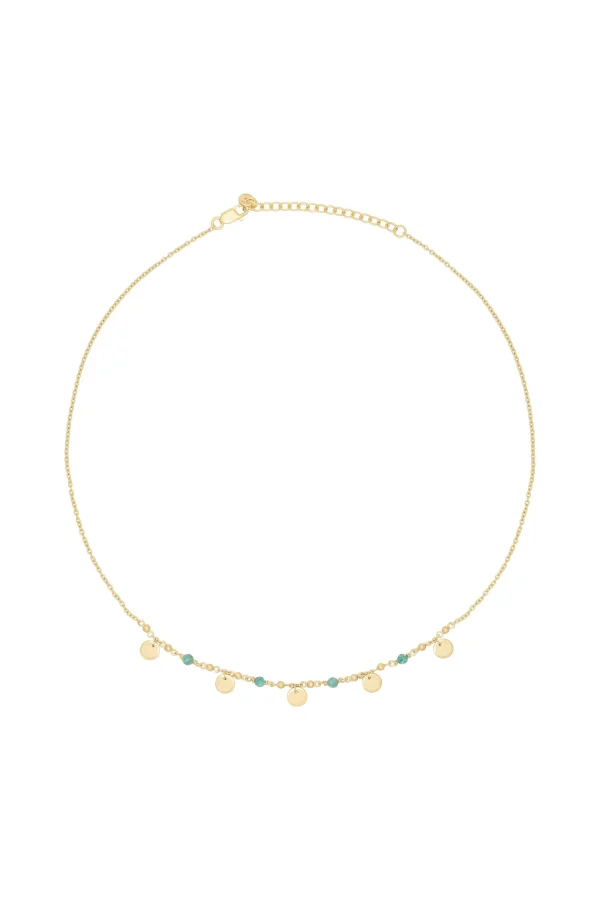 Collier 925 Silber vergoldet Amazonit Plättchen