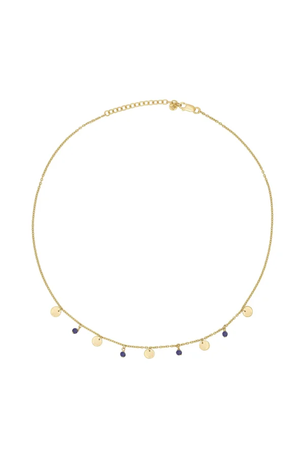 Collier 925 Silber vergoldet Lapislazuli Plättchen