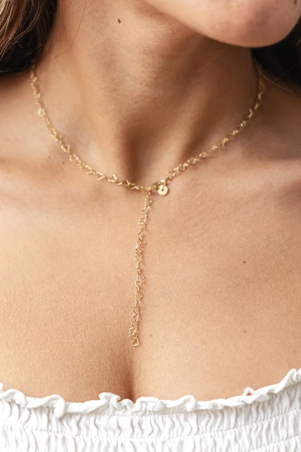 Collier 925 Silber vergoldet Herzchenkette Y-Kette
