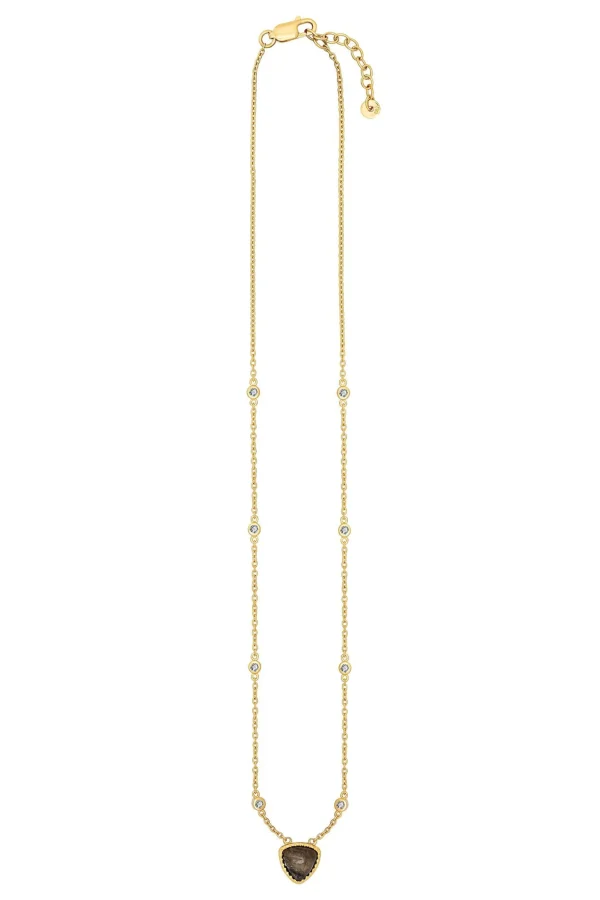 Collier 925 Silber vergoldet Dreieck Labradorit Weißtopas
