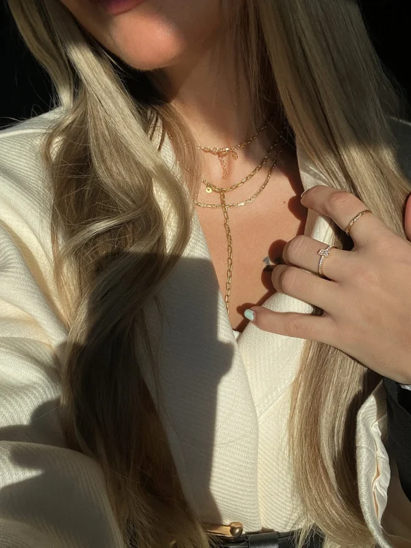 Collier 925 Silber vergoldet Y-Kette Gliederkette