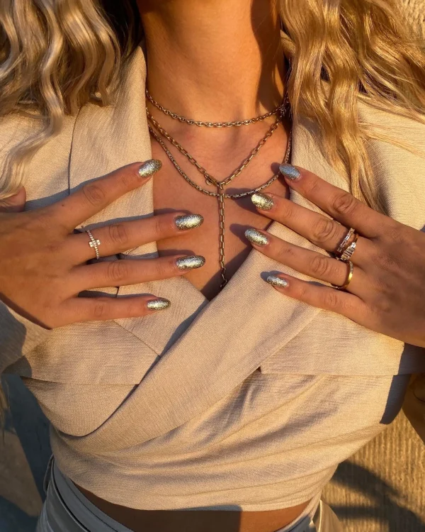 Collier 925 Silber vergoldet Y-Kette Gliederkette