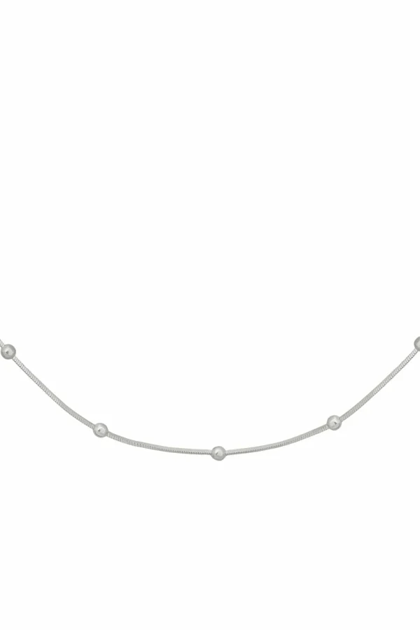Collier 925/- Sterling Silber Schlangenkette vierseitig diamantiert mit Kugeln rhodiniert