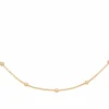Collier 925/- Sterling Silber Schlangenkette vierseitig diamantiert mit Kugeln vergoldet
