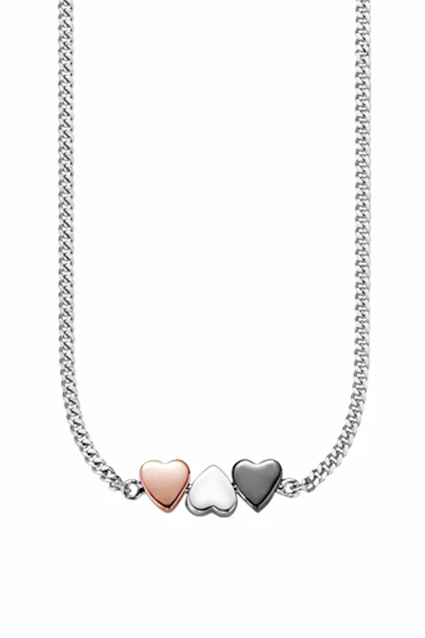 Collier 925/- Sterling Silber tricolor Herz