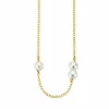 Collier 925/- Sterling Silber vergoldet 3 Süßwasserzuchtperlen