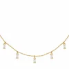 Collier 925/- Sterling Silber vergoldet Anhänger Zirkonia Baguette