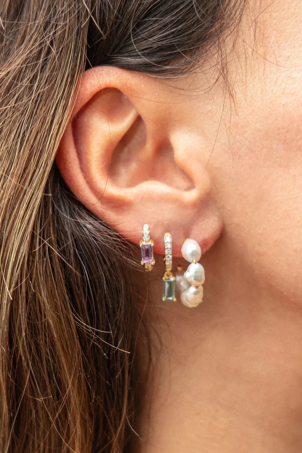Creole 925 Sterling Silber mit Zirkonia und Aquamarin