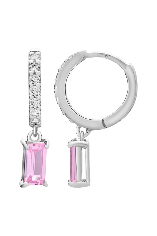 Creole 925 Sterling Silber rhodiniert mit rosa Zirkonia