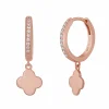 Creolen 925 Sterling Silber rosé vergoldet Kleeblatt Zirkonia