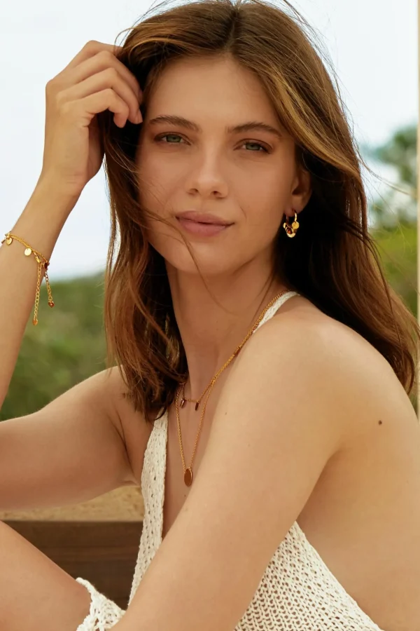Creolen Boho dangling hoops 925 Sterling Silber vergoldet