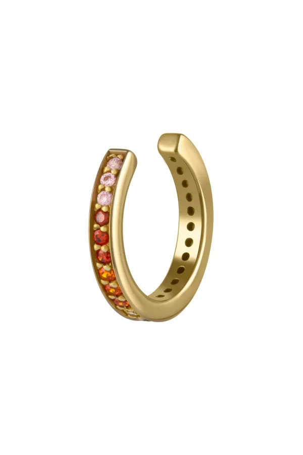 Ear Cuff 925 Silber gelb vergoldet Zirkonia bunt Rainbow
