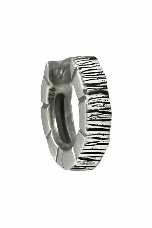 Einzel-Ohrring 925 Sterling Silber rhodiniert matt oxidiert
