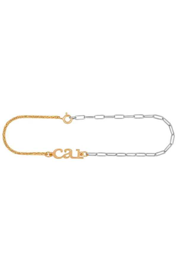 Fußkette Kettenmix 925/- Sterling Silber bicolor 22+3cm