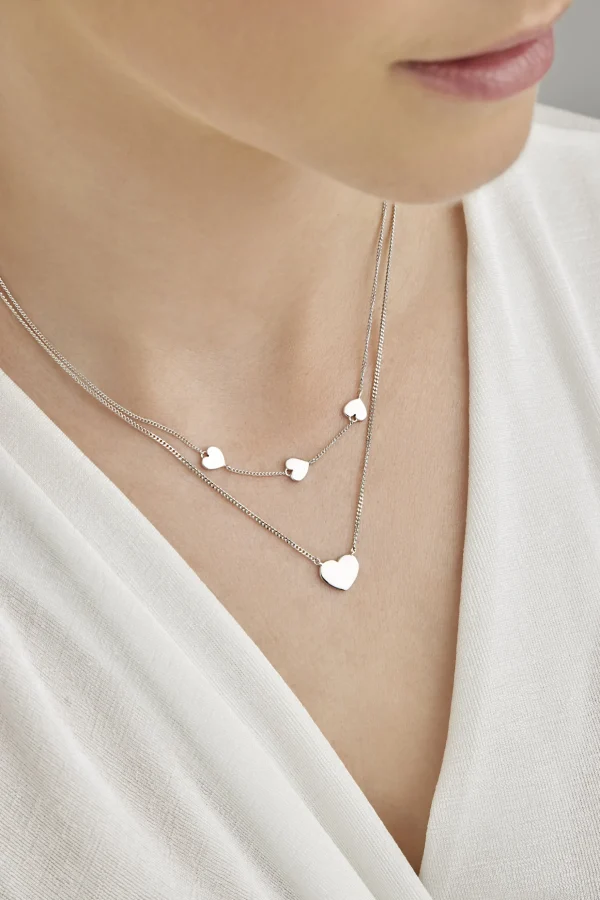 Halskette 925 Sterling Silber rhodiniert Herzen