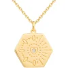 Halskette 925 Sterling Silber Topas Tattoo Motiv Hexagon