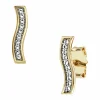 Ohrringe 925 Sterling Silber vergoldet Topas Welle