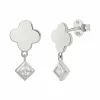 Ohrstecker 925 Sterling Silber rhodiniert Kleeblatt Zirkonia Anhänger