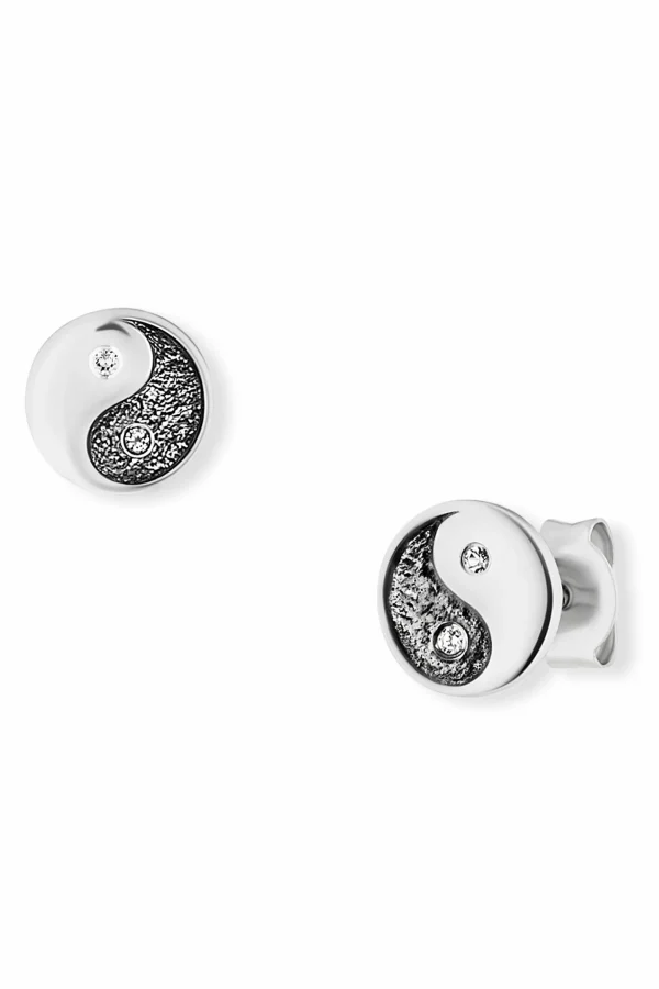 Ohrstecker 925/- Sterling Silber Zirkonia Yin Yang