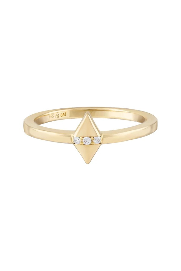 Ring 925 Silber vergoldet Raute Zirkonia