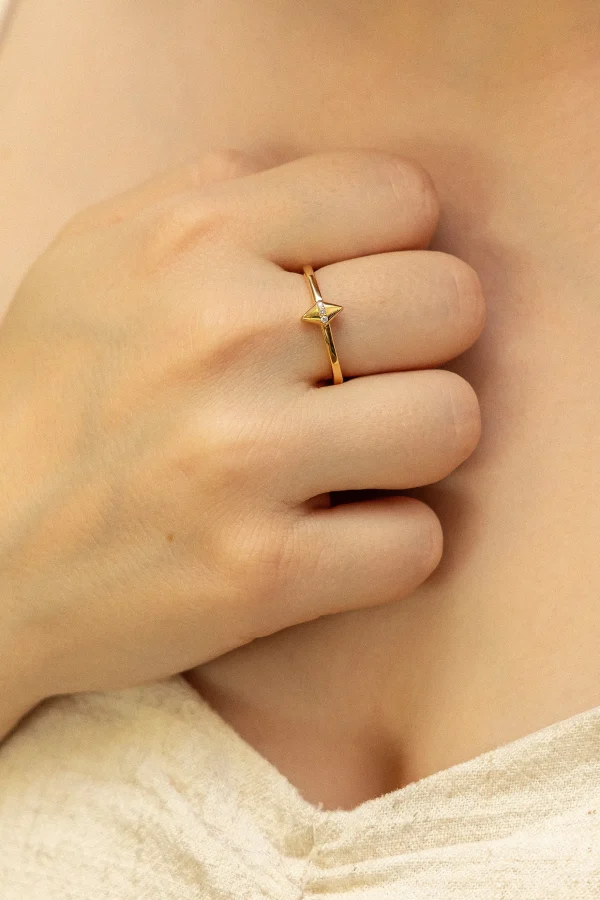Ring 925 Silber vergoldet Raute Zirkonia