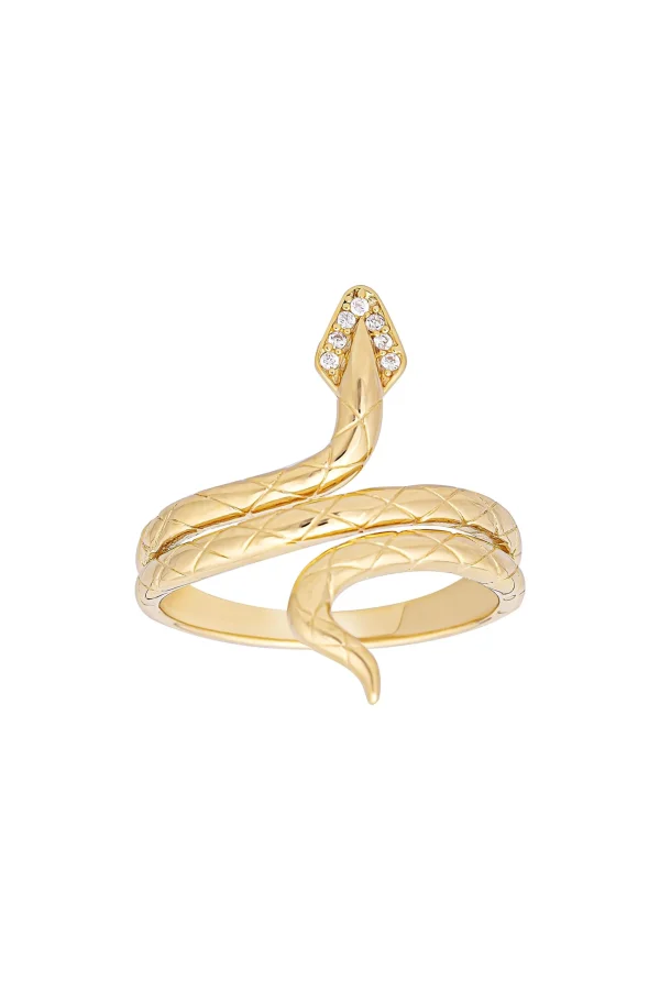 Ring 925 Silber vergoldet Schlange mit Zirkonia