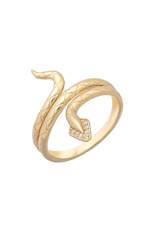 Ring 925 Silber vergoldet Schlange mit Zirkonia