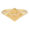 Ring 925 Silber vergoldet Siegelring Raute Tattoo