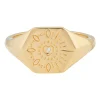 Ring 925 Silber vergoldet Siegelring Hexagon Tattoo