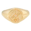 Ring 925 Silber vergoldet Siegelring rund Tattoo