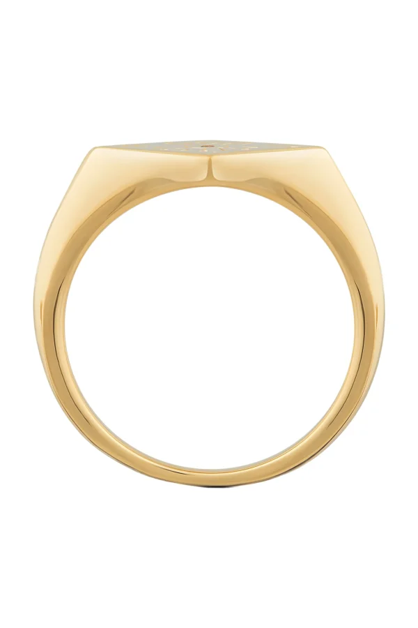 Ring 925 Silber vergoldet Siegelring Raute Tattoo