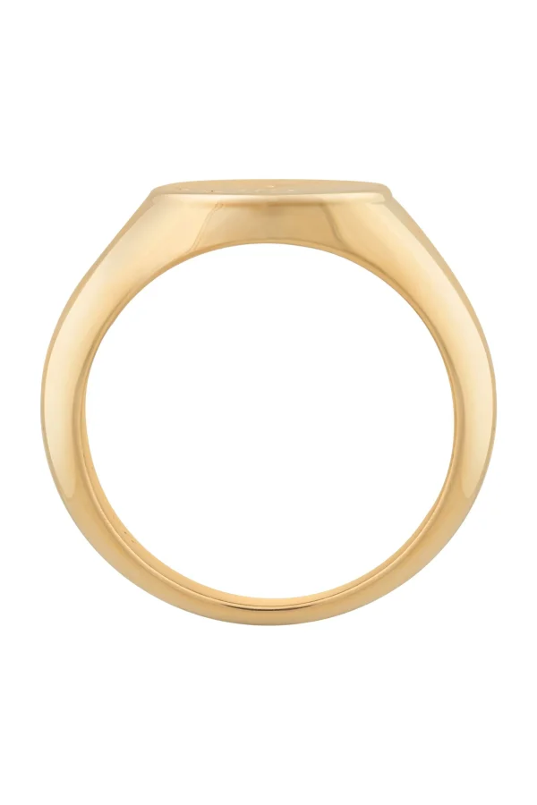 Ring 925 Silber vergoldet Siegelring rund Tattoo