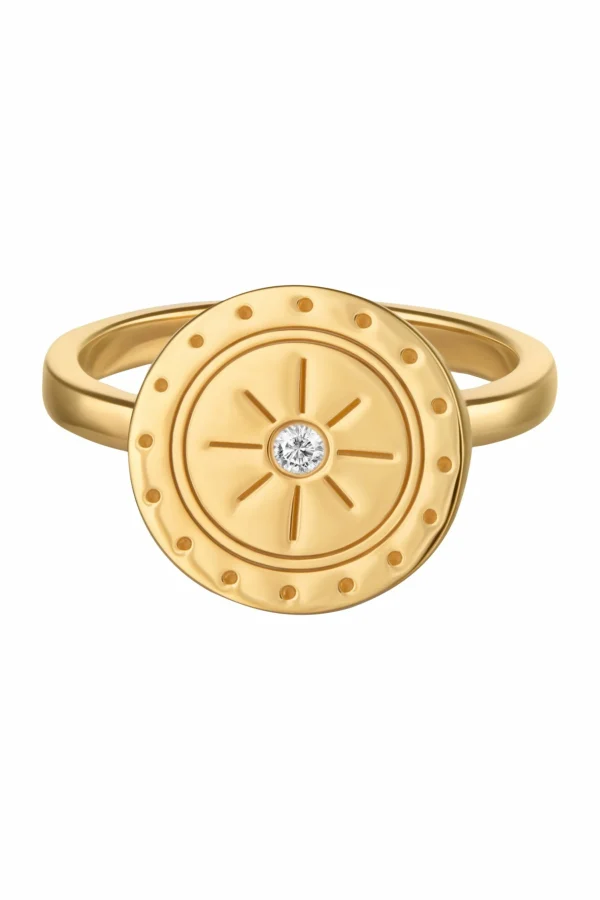 Ring 925 Silber vergoldet Topas Mandala Sonne