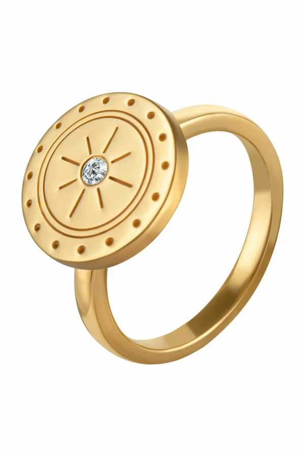 Ring 925 Silber vergoldet Topas Mandala Sonne